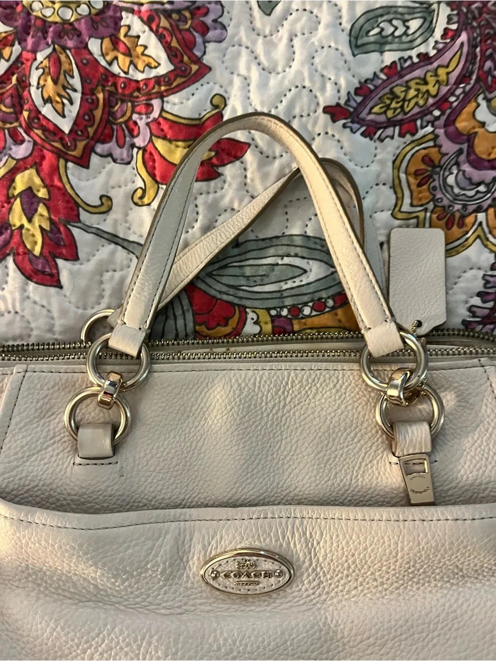 Women’s White Coach Leather Purse Handbag Shoulder Bag 2014-16 Designer